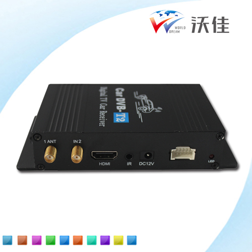 Dual Antennas High Speed HD Car TV Tuner DVB-T2 MPEG-4 Digital TV Receiver Box